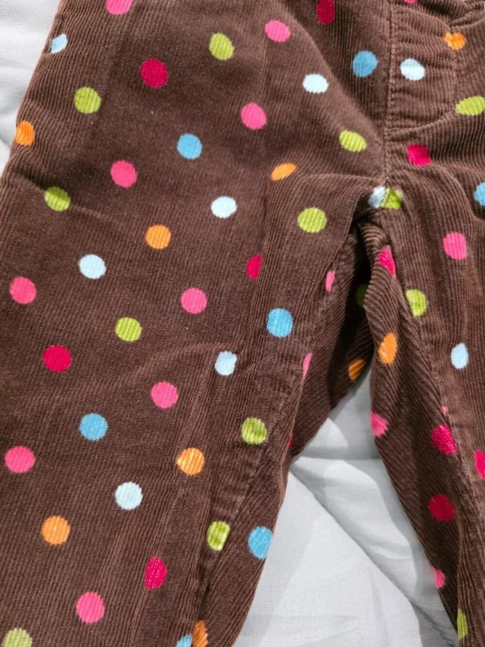 Vintage Gymboree 3T Brown Polka Dot Corduroy Pants Girls Retro Flare 100% Cotton